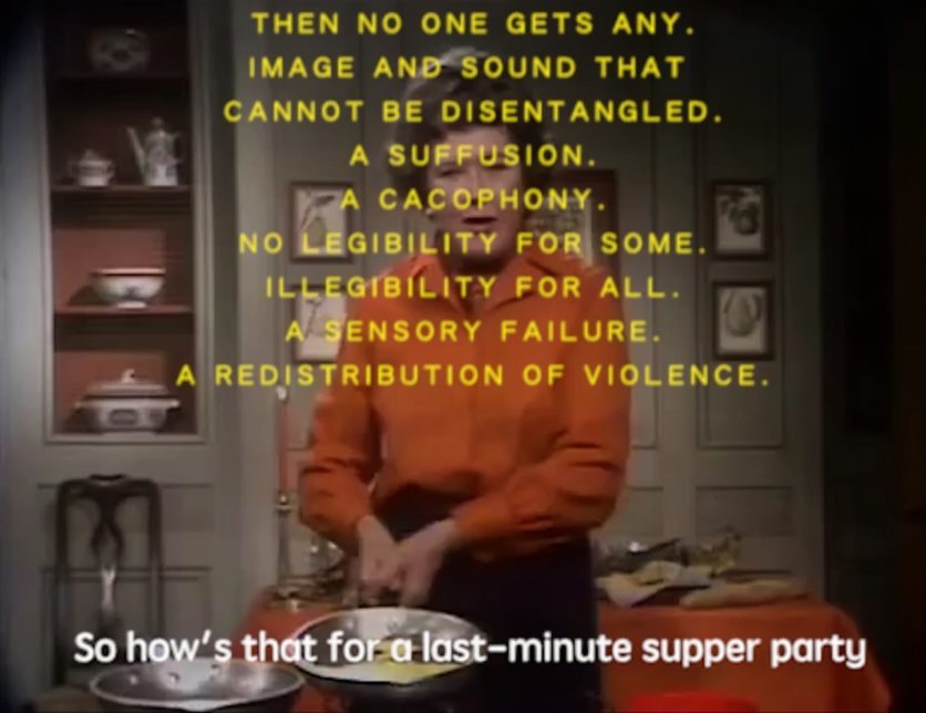 Image of woman standing at a table with a bowl in front of her with text over the image