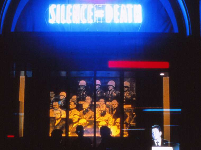 ACT UP, Installation view of Let the Record Show…, The New Museum of Contemporary Art, 1987. Courtesy of Gran Fury