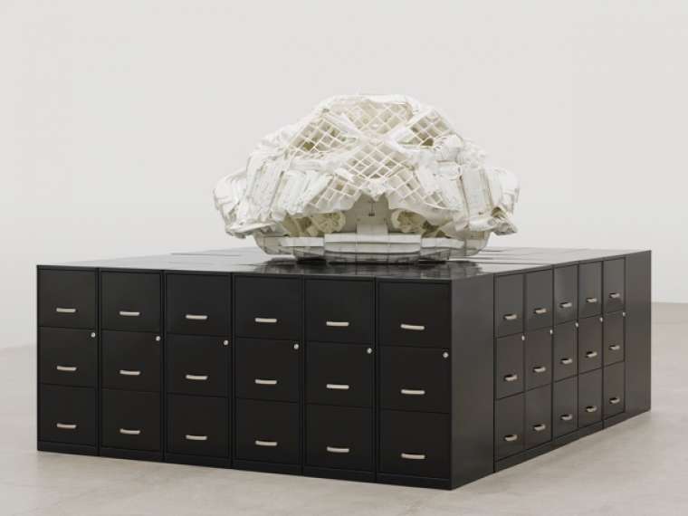 Brian Jungen 
Dane-zaa, b. 1970
Tombstone, 2019
Rubbermaid step stools, filing cabinets
Courtesy of the artist and Catriona Jeffries, Vancouver