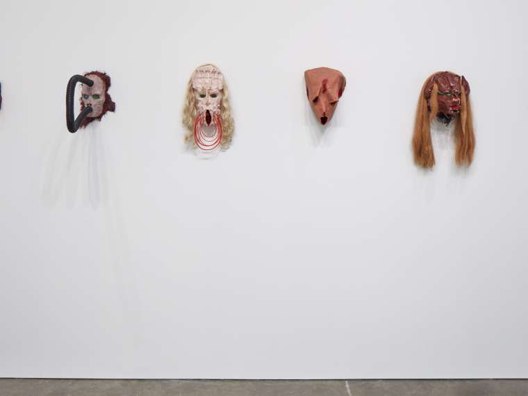 Installation view, Huma Bhabha: They Live, Institute of Contemporary Art/Boston, 2019. Photo by Charles Mayer Photography.