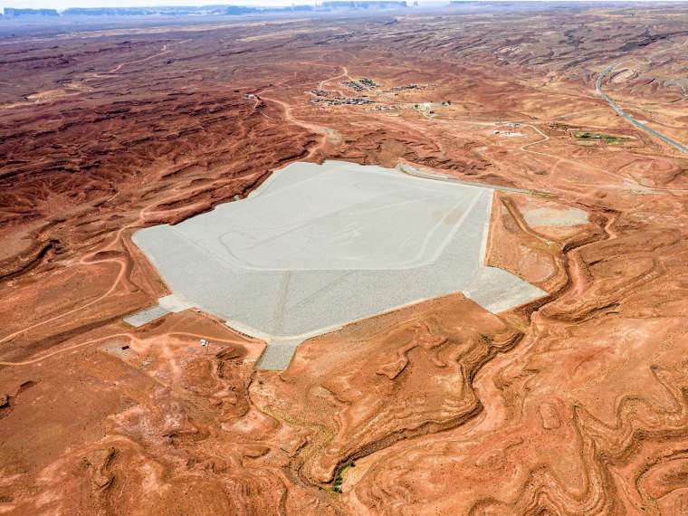 Will Wilson (Diné)
Mexican Hat Disposal Cell, Navajo Nation (Connecting the Dots series)
2020
Drone-based digital photograph, triptych
Ca.44 x 110 in. total
Collection of the artist