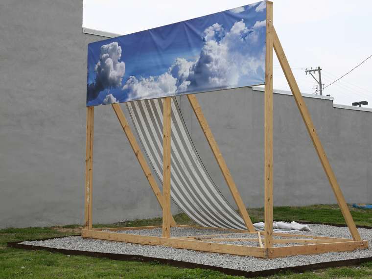 Kahill Robert Irving, MOBILE STRUCTURE; RELIEF & Memorial: (Monument Prototype for a Mass), 2019, Sculptural installation, installation view from COUNTERPUBLIC. Photo by Shabez Jamal.