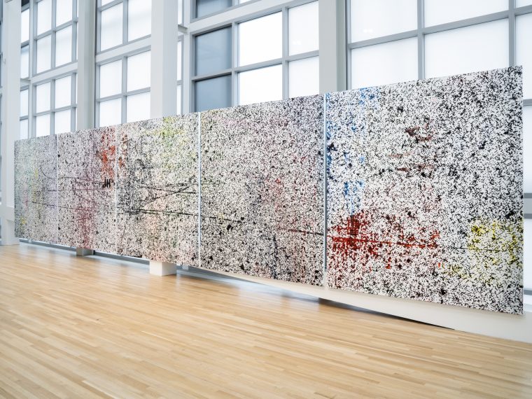 Jacqueline Humphries,
Installation view of Jacqueline Humphries: jHΩ1:) at the Wexner Center for the Arts, 2021.