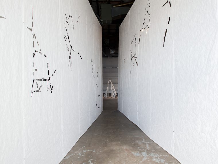 sidony o’neal, ENCHIRIDION: aisle, spline, resort, 2022. Installation view. Photo by Evan La Londe.