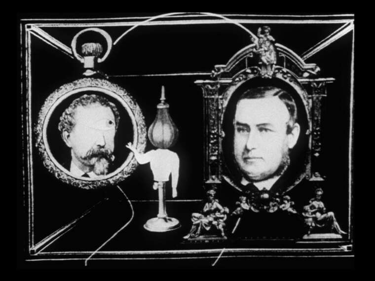 Harry Smith, still from Film No. 12: Heaven and Earth Magic Feature, c. 1957–62. 16mm film transferred to digital video, black and white, sound; 1 hr. 6 min. Courtesy of Anthology Film Archives, New York