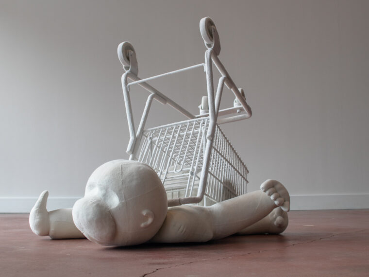 Steef Crombach, Dollar Store Wholesale, 2022. Muslin, expanding foam, heavy acrylic medium, spray paint, flocking, and found object, 43 x 55 x 39 inches. Courtesy of the artist and Women & Their Work.