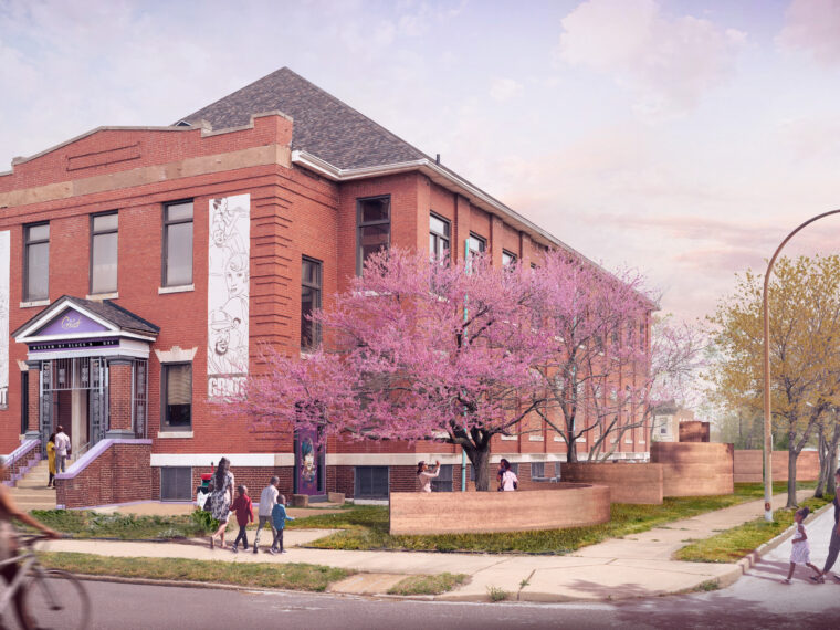 David Adjaye, Asaase III rendering for Counterpublic 2023 at The Griot Museum. Image courtesy of the artist, Gagosian, and Counterpublic.