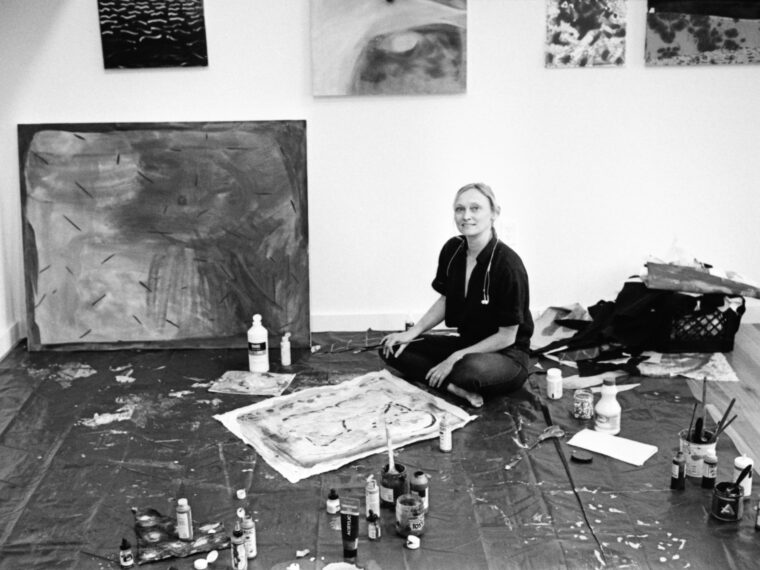Stove Works, Artist in Residence Anne Herbert in her studio. 2021. Photo credit: William Johnson