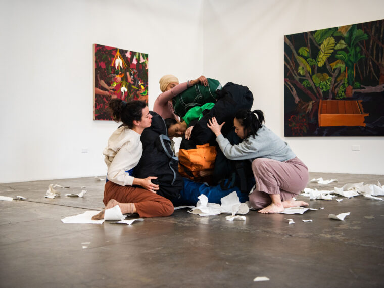 Murkherjee, Ensemble for Non Linear Time, 2023. 18th Street Airport Propeller Gallery. Photo by Sasha Renee. Courtesy of 18th Street Arts Center.